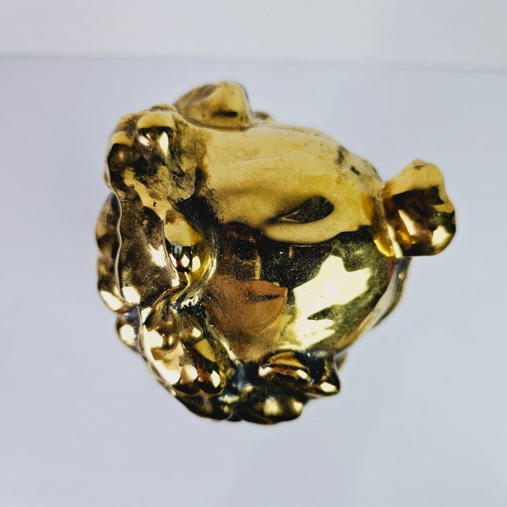 Vtg Shiney Gold Painted Cherub Baby Face Blue Felt Bottom Mini Bust Statue, 10" - Picture 7 of 8